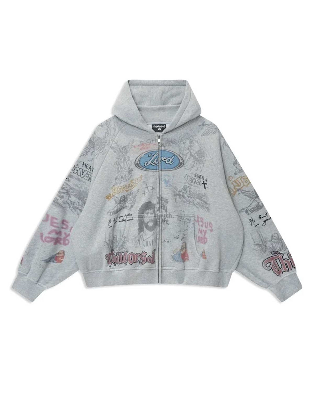 Righteous Jesus My Lord Zip Up Hoodie Grey