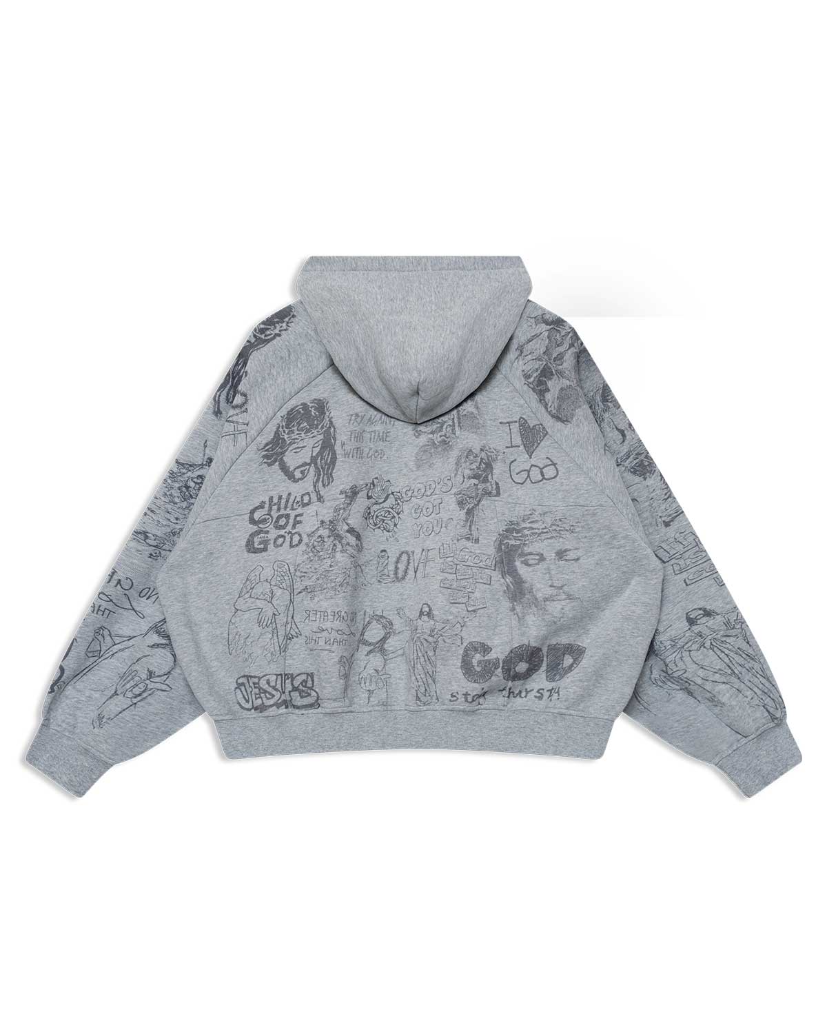 Righteous Stencil Zip Up Hoodie Grey