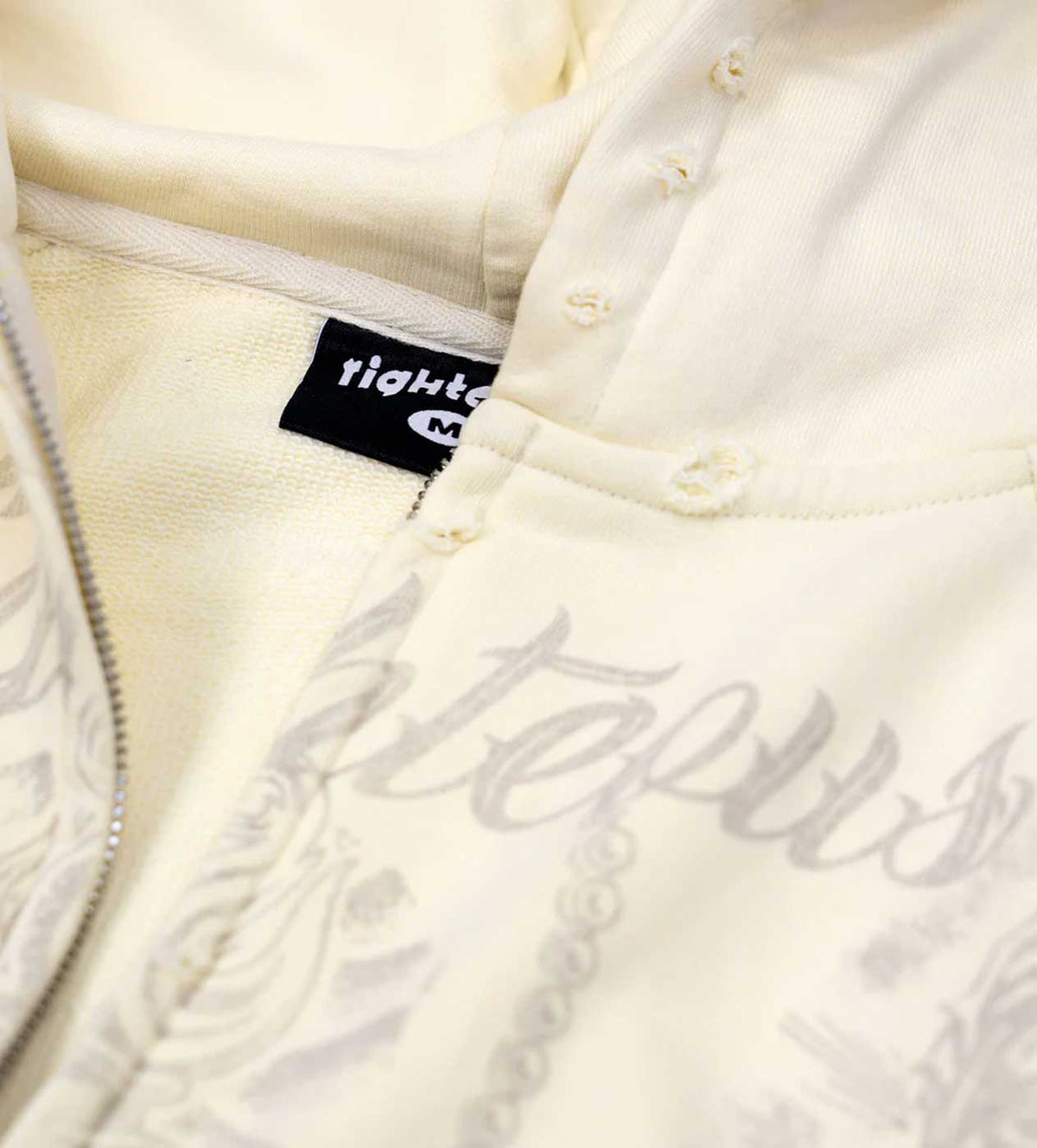 Righteous Tattoo Zip Up Hoodie Cream