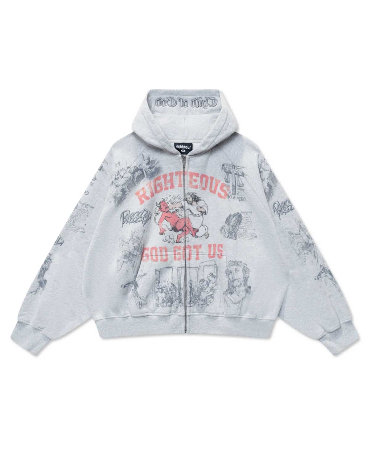 Righteous University Zip Up Grey